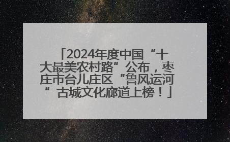2024年度中国“十大最美农村路”公布，枣庄市台儿庄区“鲁风运河”古城文化廊道上榜！