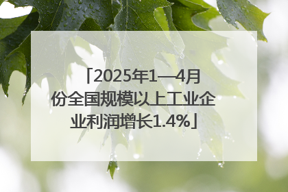 2025年1—4月份全国规模以上工业企业利润增长1.4%
