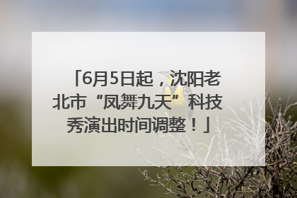 6月5日起，沈阳老北市“凤舞九天”科技秀演出时间调整！